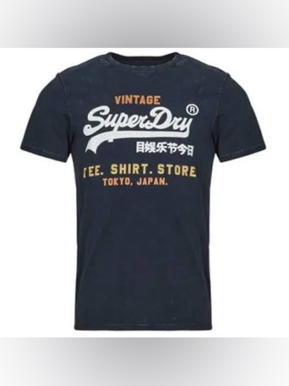 NWT Superdry Navy Crewneck Tee with White & Gold Logo